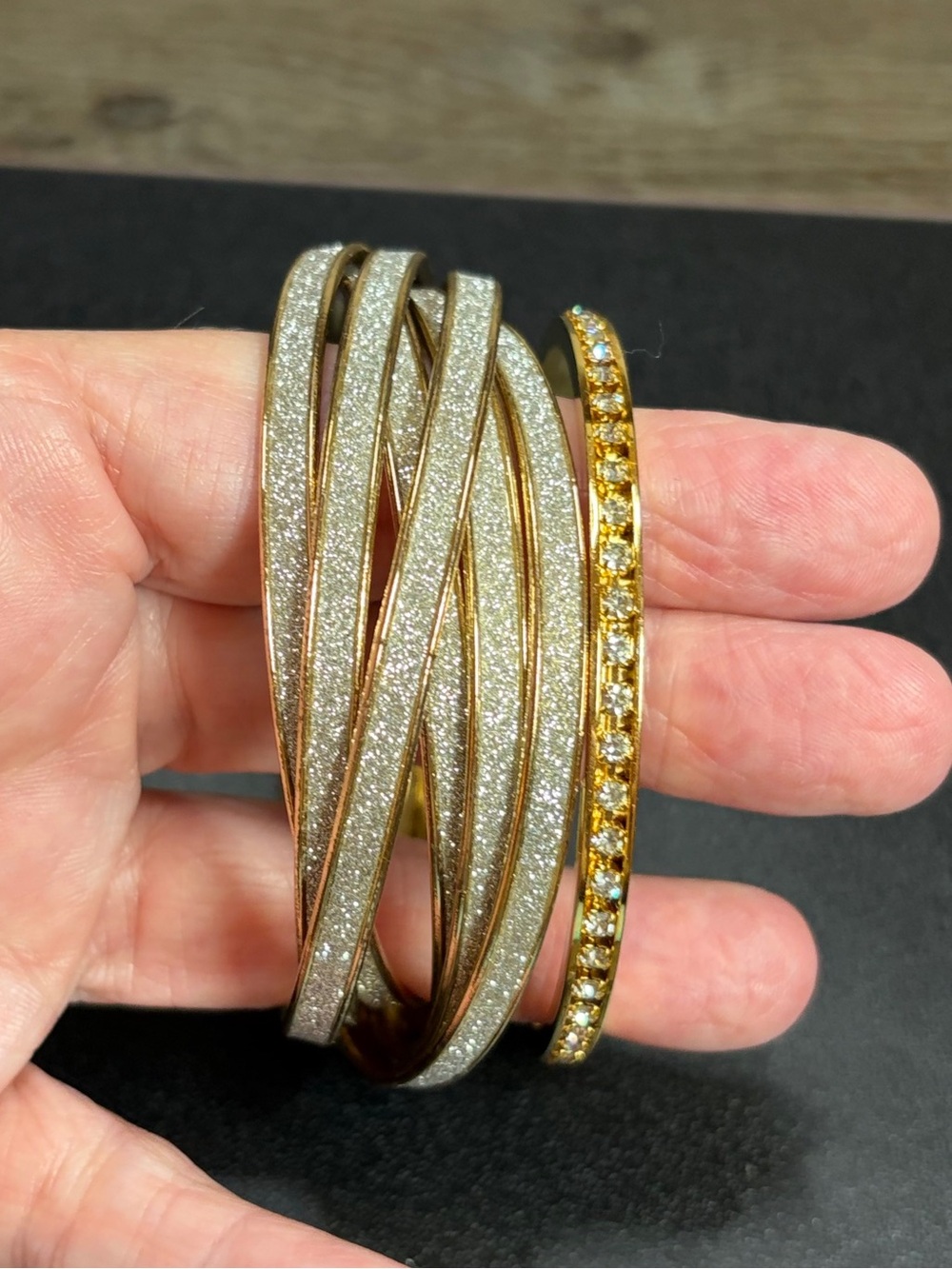 Sparkling Gold Tone Bangle Set Of 2